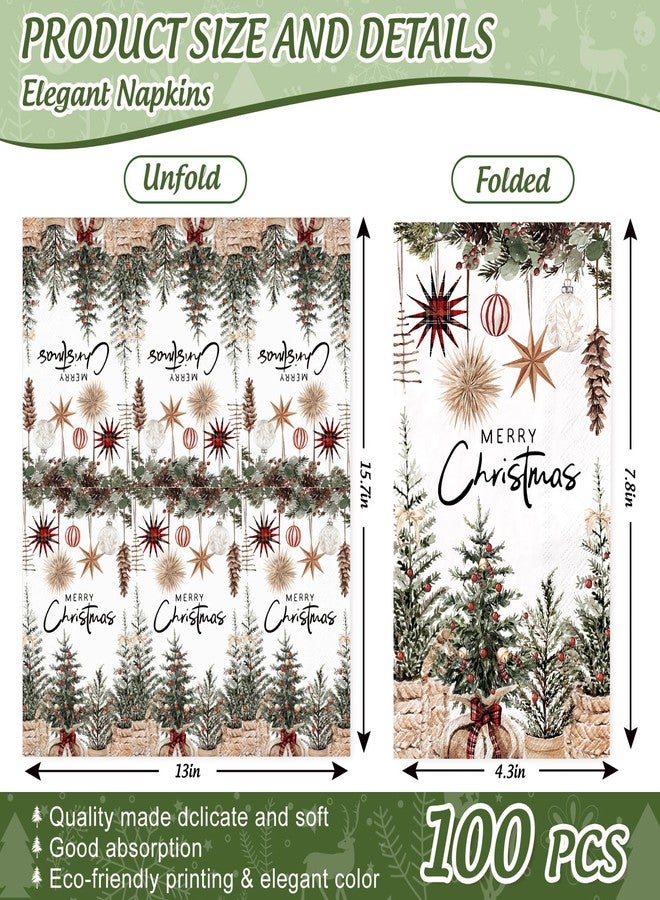 JarThenaAMCS مناديل جارثينا إيه إم سي إس، 100 قطعة، مزينة بزينة كرات شجرة عيد الميلاد، مناديل ورقية للاستخدام مرة واحدة، مناسبة لعشاء ريفي، منشفة يد، مناديل ورقية للحمام، لوازم طاولة حفلات الشتاء - Image 2